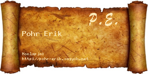 Pohr Erik névjegykártya